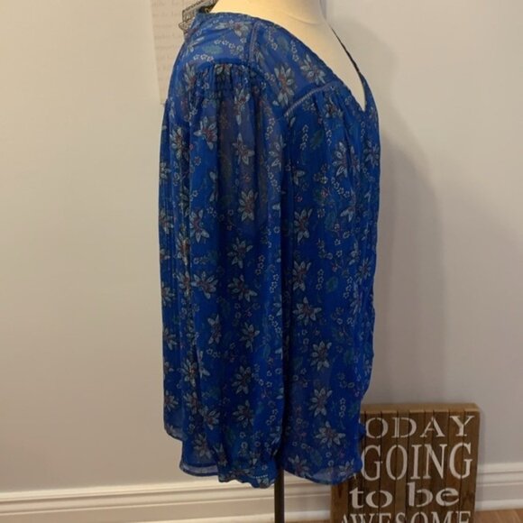 Dalia Royal Blue Floral Long Sleeve Blouse - Picture 3 of 10